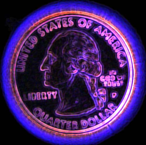 Kirlian photograph of a coin